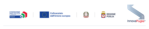 Loghi finanziatori: Coesione Italia, UE, Repubblica Italiana, Regione Puglia, InnovaPuglia